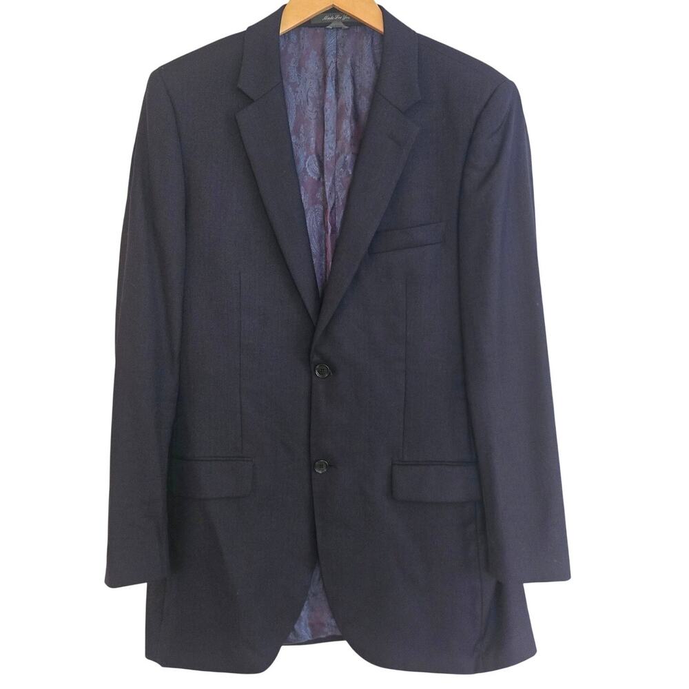 Navy Indochino Made For You Men's Two-Button Suit Blazer ~42 Tall